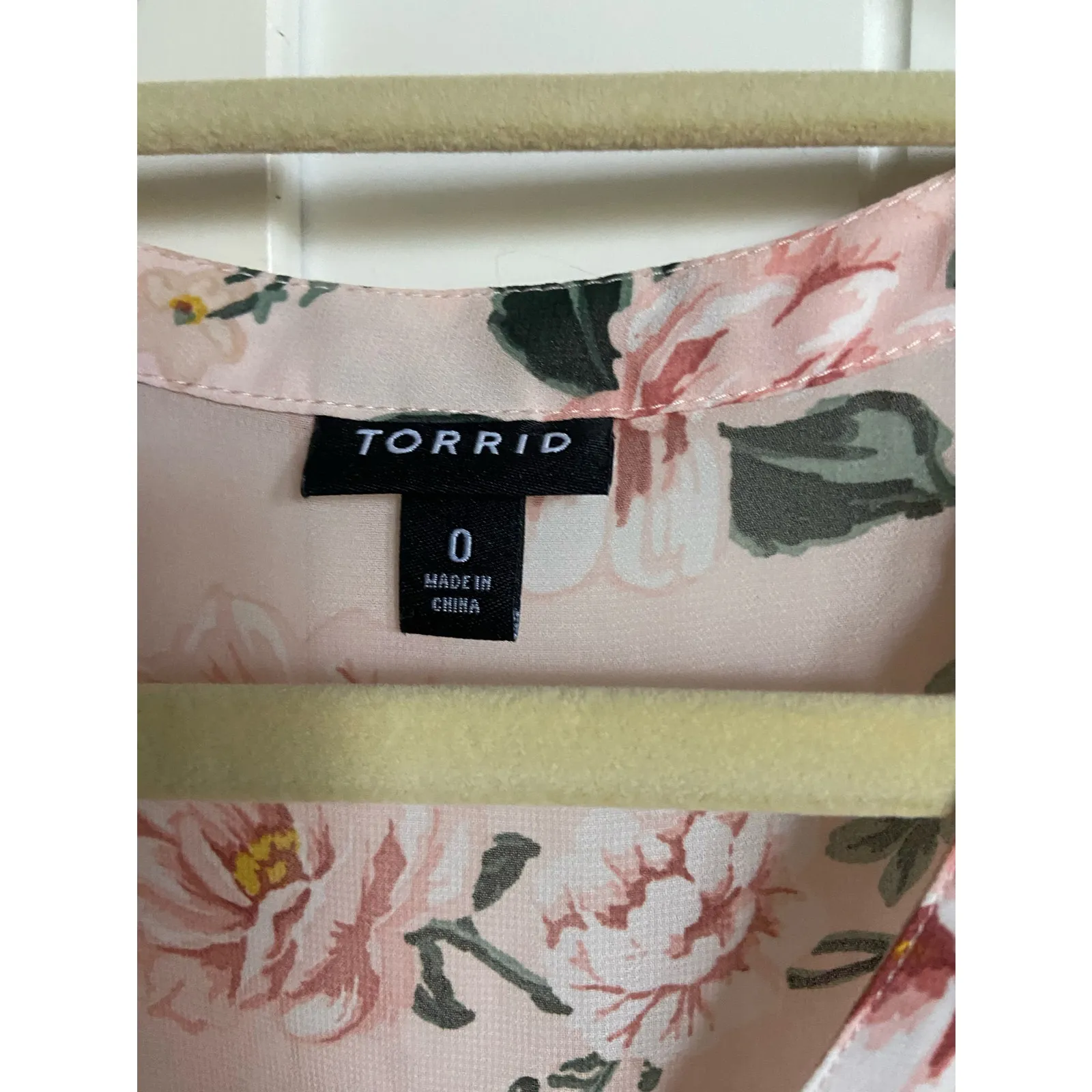 Torrid Womens Blouse Size 0 L 12 Tunic Pink‎ Floral Lexie Babydoll - Image 6