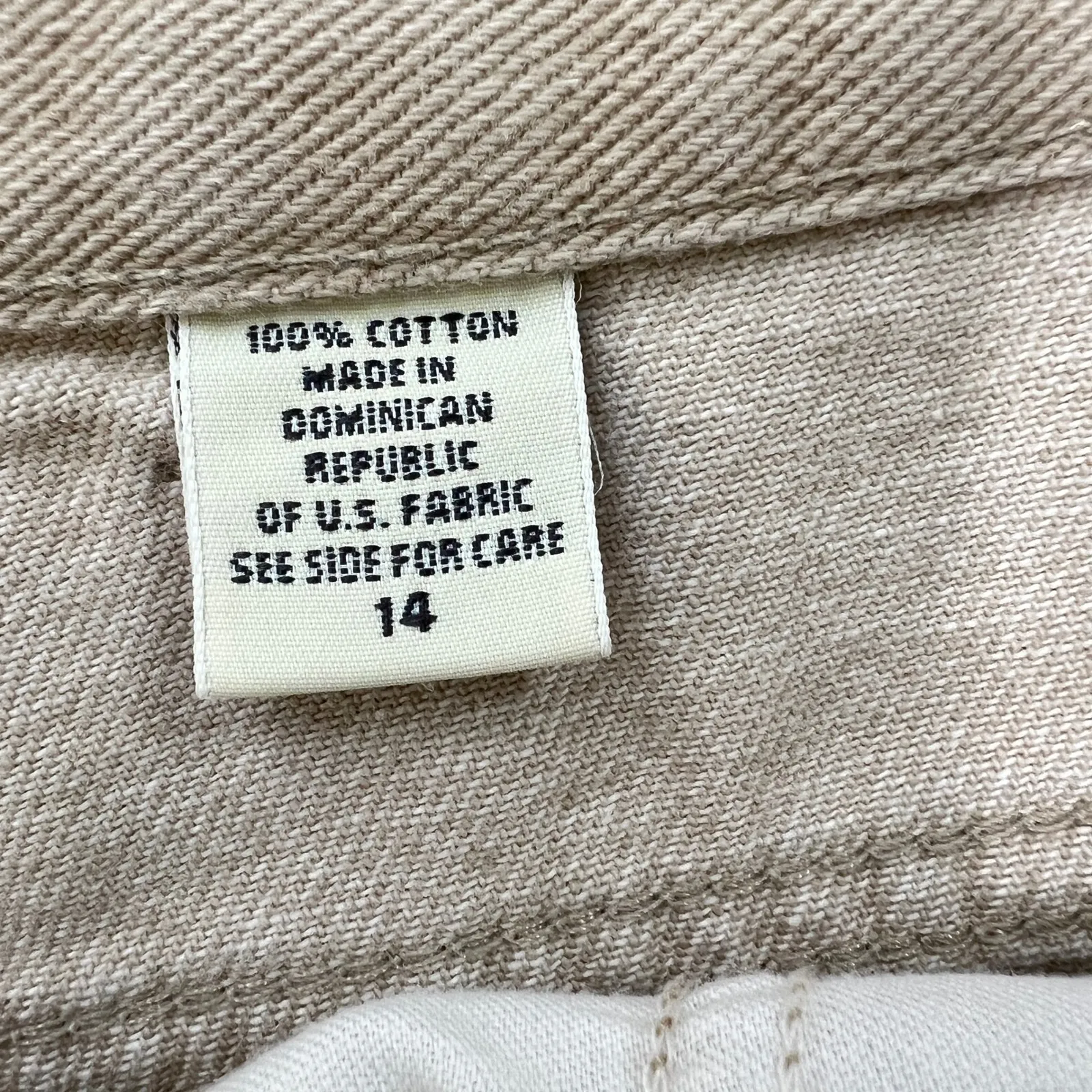 Vtg. Eddie Bauer Denim Skirt Midi Tan Front Slit Pockets Casual Cotton‎ Size 14 - Image 4