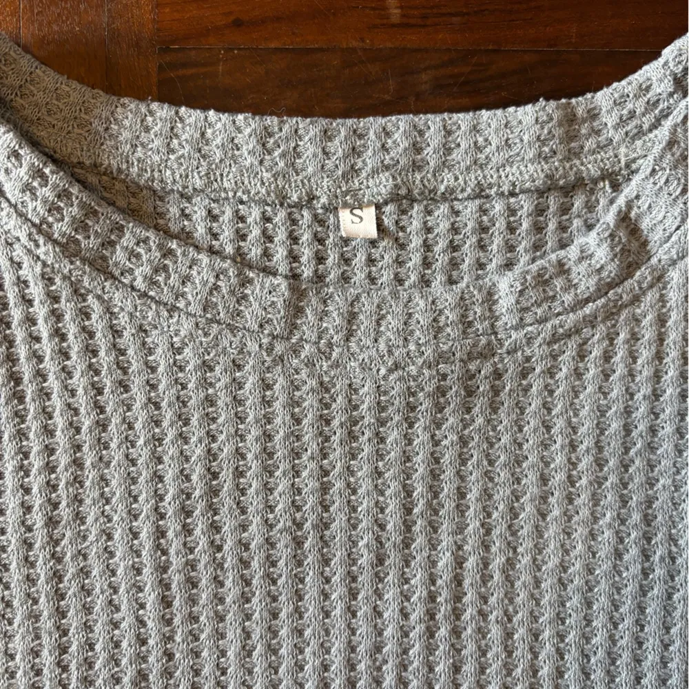 Women's Gray Waffle Knit Two - Image 5