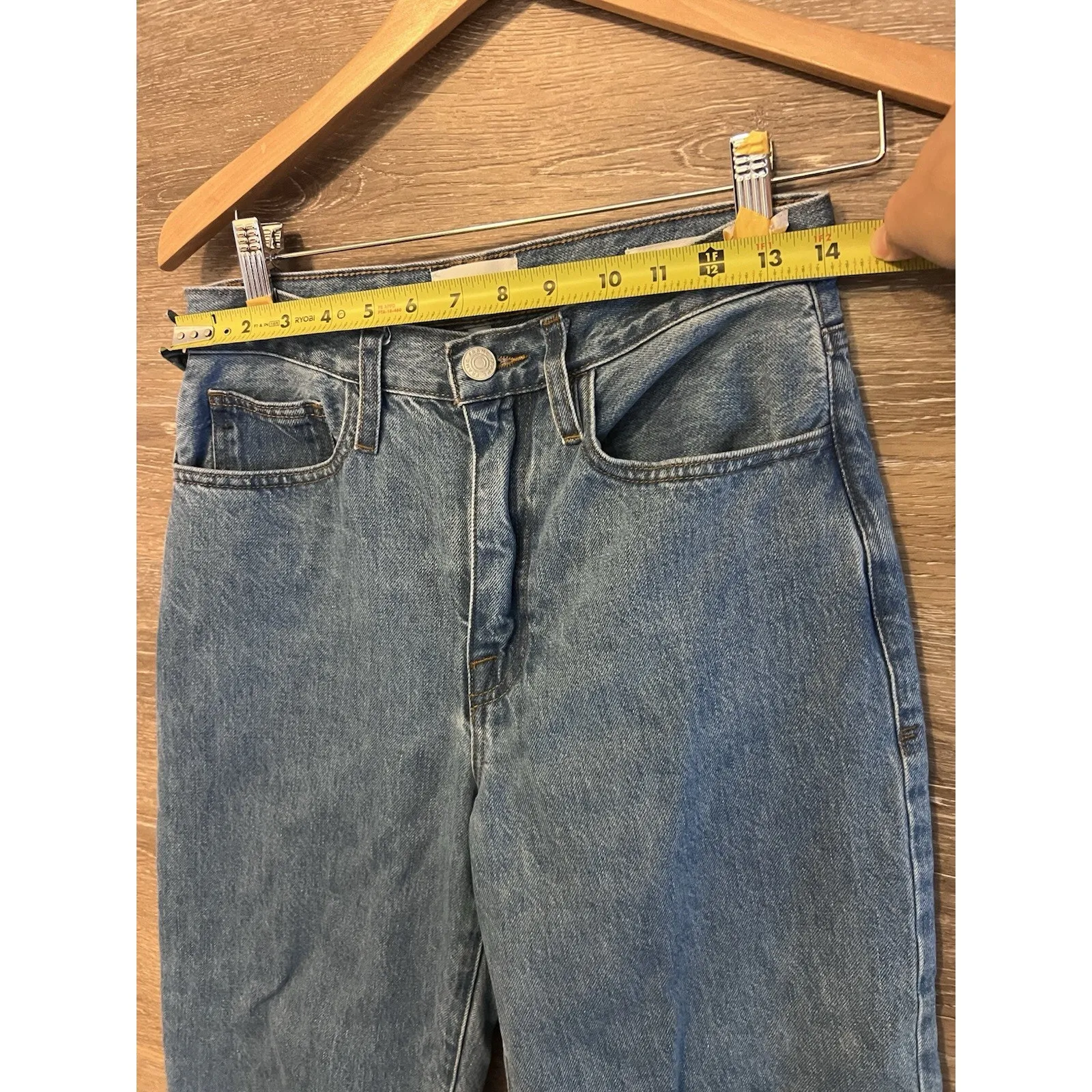 Frame Le Jane Crop High Rise Wide Leg Straight Jeans Women’s Size 27 Raw Hem - Image 4