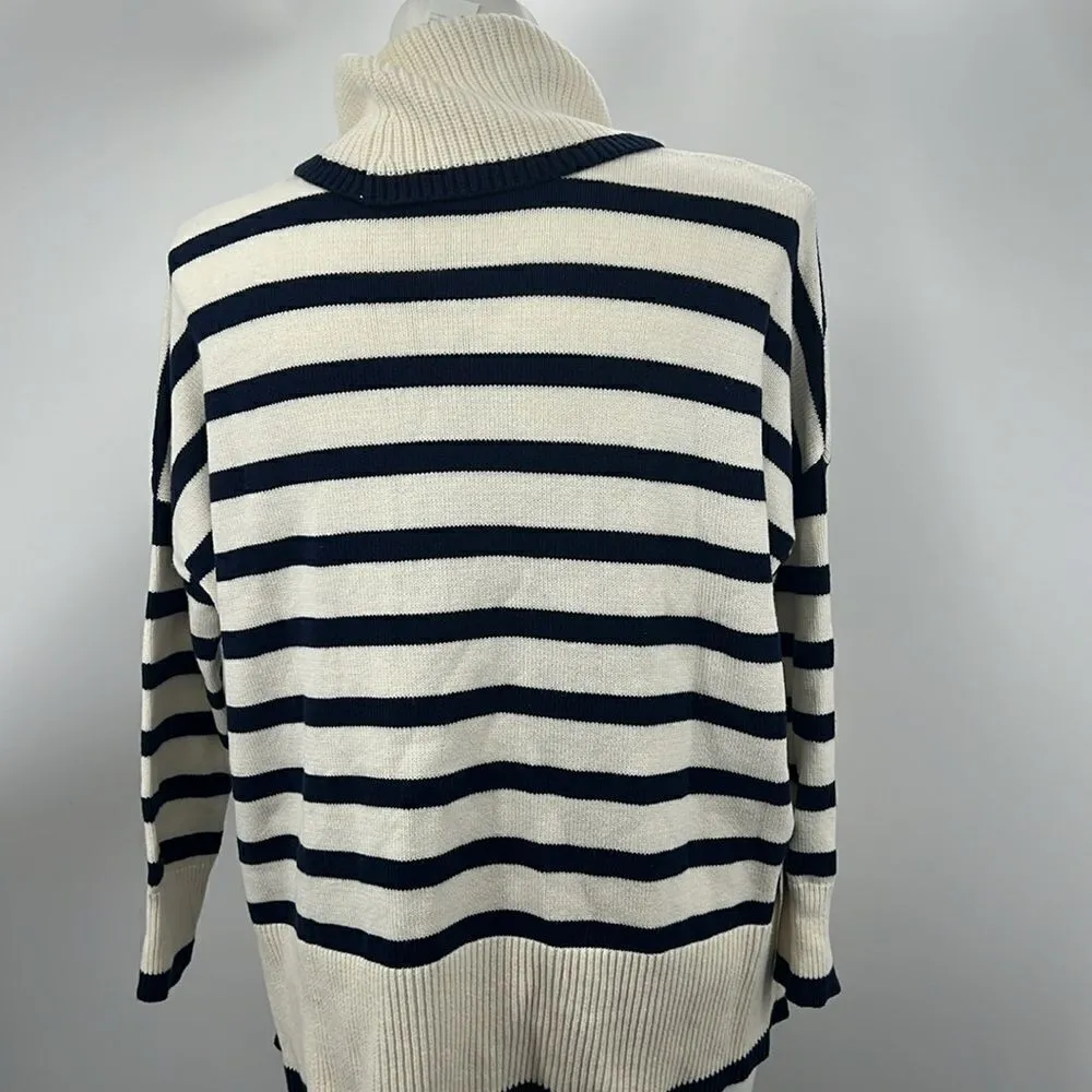 Loft medium striped long sleeve cotton poly blend sweater - Image 5