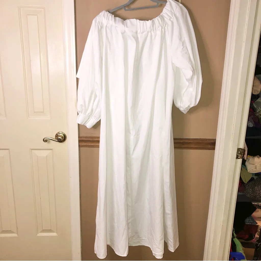 Koandaily cotton blend‎ off shoulder tie bow maxi dress white size small - Image 2
