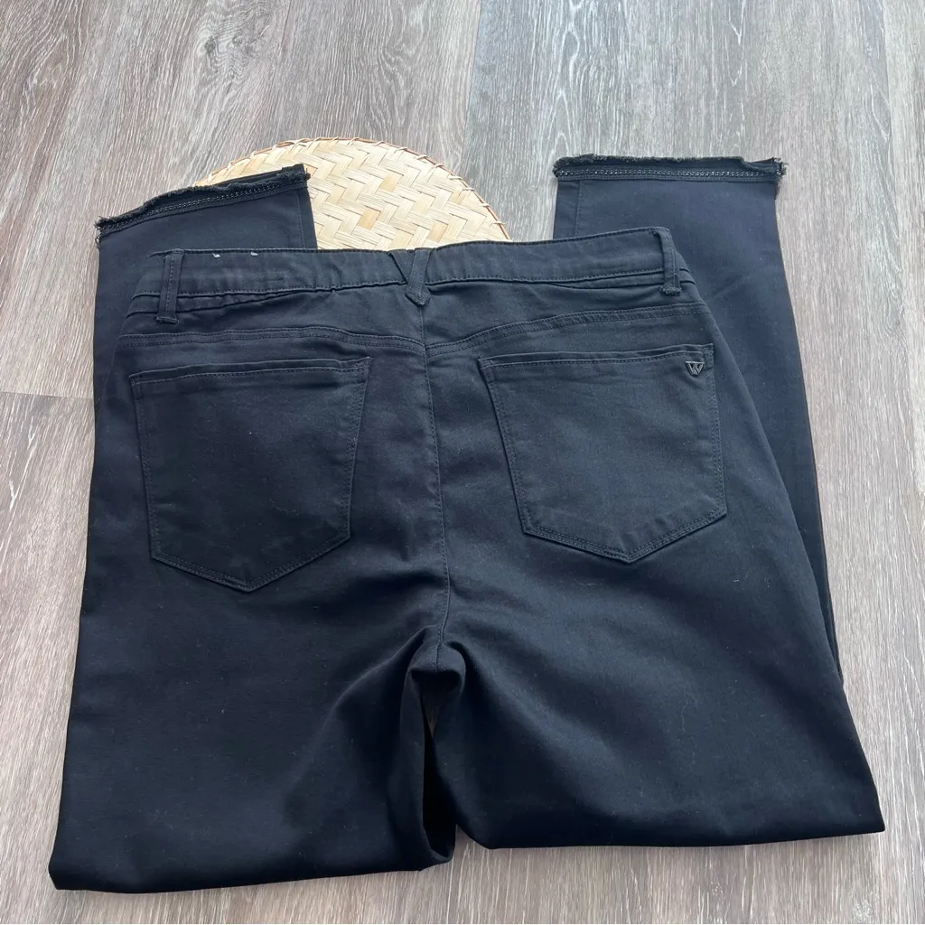 Wit‎ & wisdom black ankle straight leg jeans w/ chain cuff detail Size 14 - Image 8