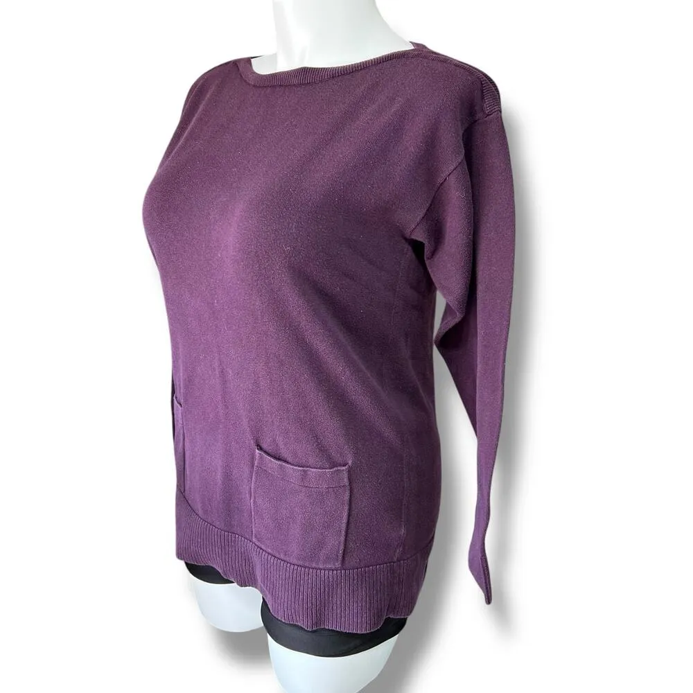 Jeanne Pierre Womens Tunic Sweater Pullover Long Sleeve Boat Neck Purple Large - Image 5