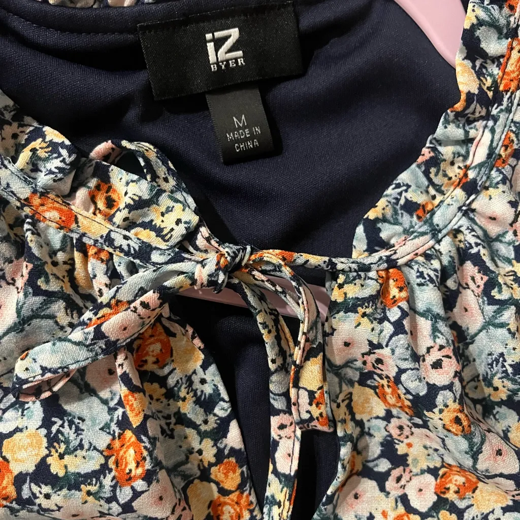 Iz Byer Navy Floral Dress - Image 6