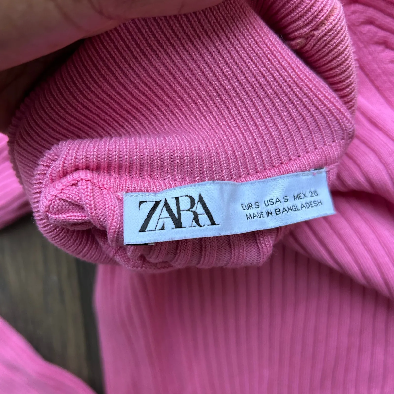 Zara Pink Cropped Ribbed Turtleneck Size Small - Image 6