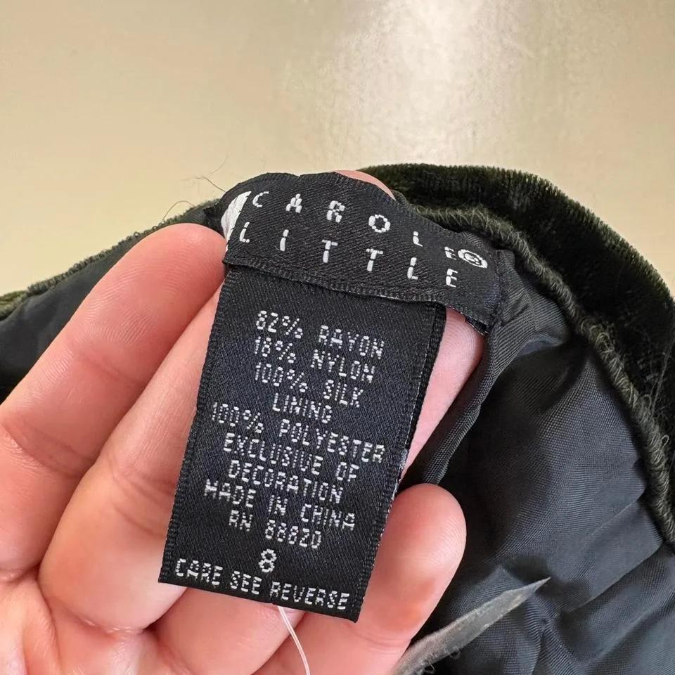 NWT Caroline Little Sz 8 Midi Skirt Silk Blend Y2K Velvet Embroidery Sequin Boho - Image 6