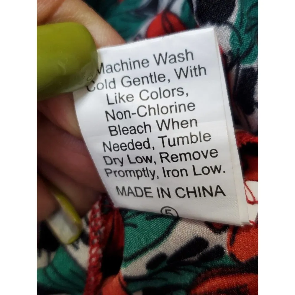 SHEIN Women Red Floral 100% Polyester Off The Shoulder Long Sleeve Top Blouse L Size L - Image 12