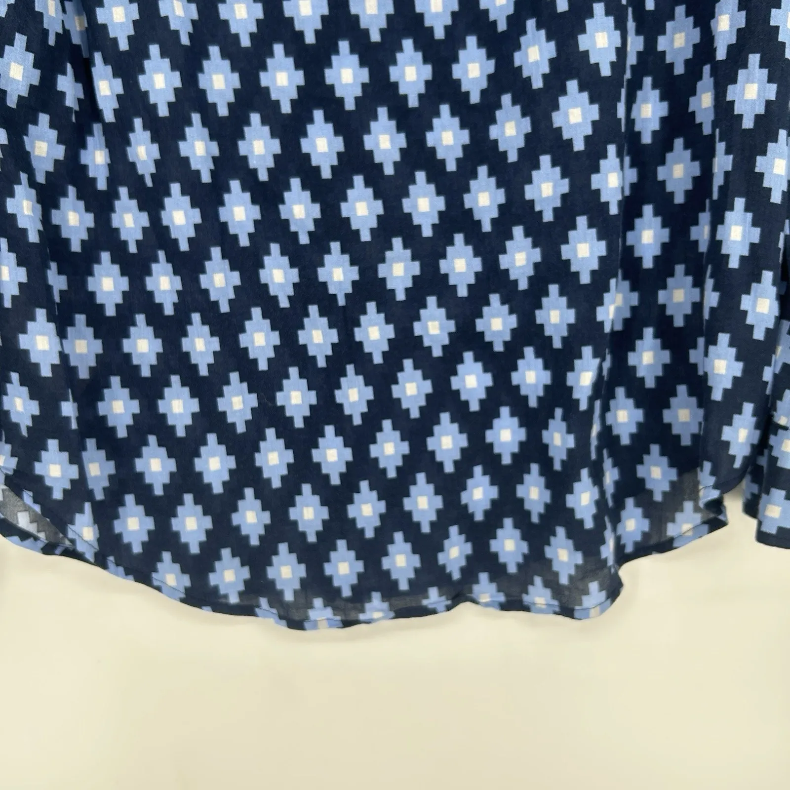 Carve Designs Organic Cotton Button Up Shirt Blue Boho Roll Tab Sleeves Size M - Image 8