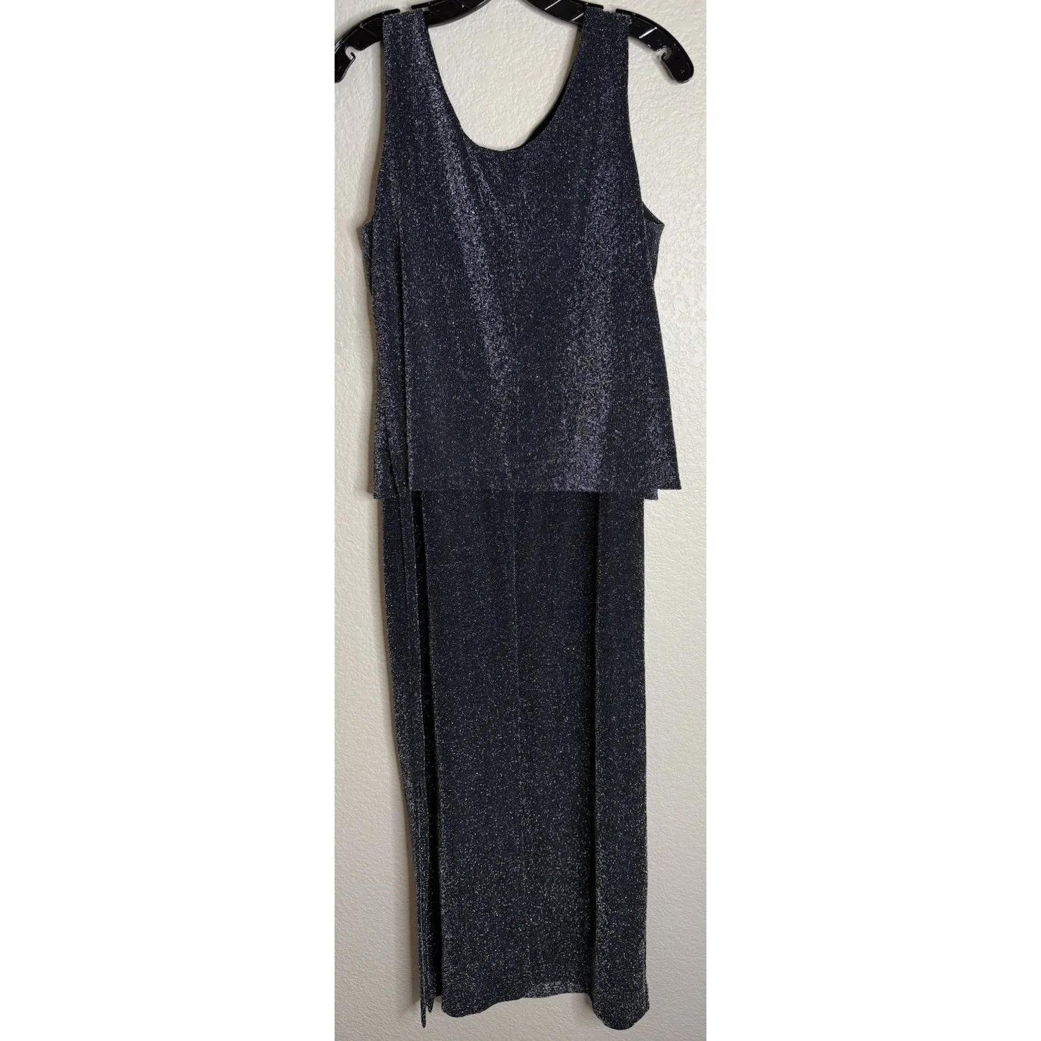 Vintage Ursula of Switzerland Womens Black Metallic Long Maxi Dress Jacket Party Size M - Image 4