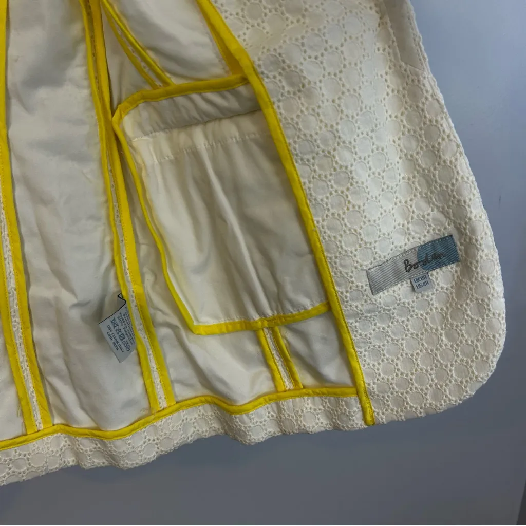 NWOT Boden Ivory Eyelet Lace Cotton Fitted Blazer/Jacket Size 4 NEW White - Image 13