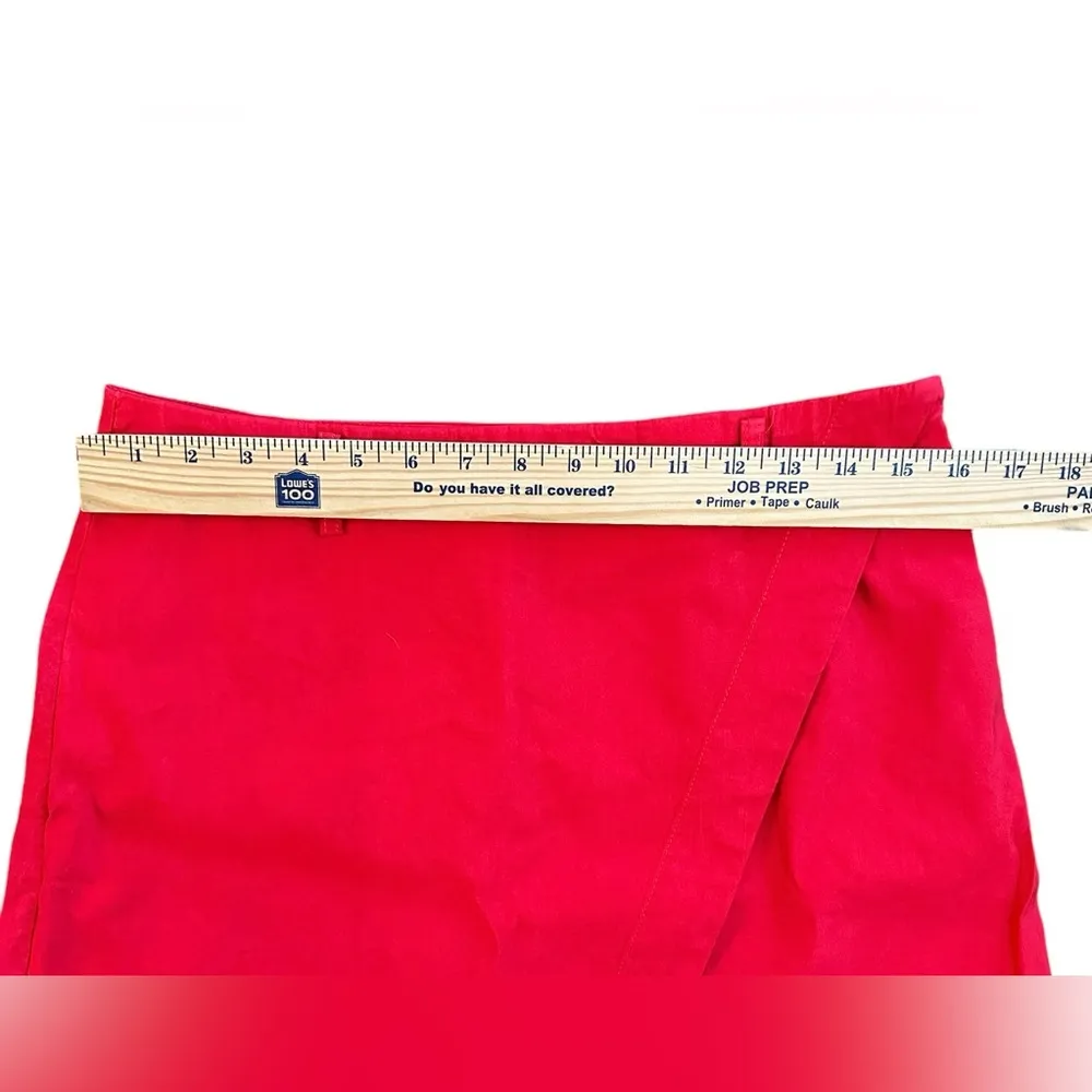 Maeve Anthropologie  Belted Wrap Mini Skirt (no Belt) Red Size 10 Linen Blend - Image 11