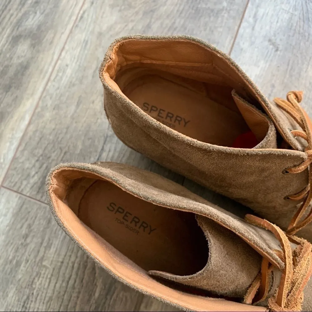 Sperry Celeste Prow Tan Taupe Wedge Heel Booties Size 10 - Image 5