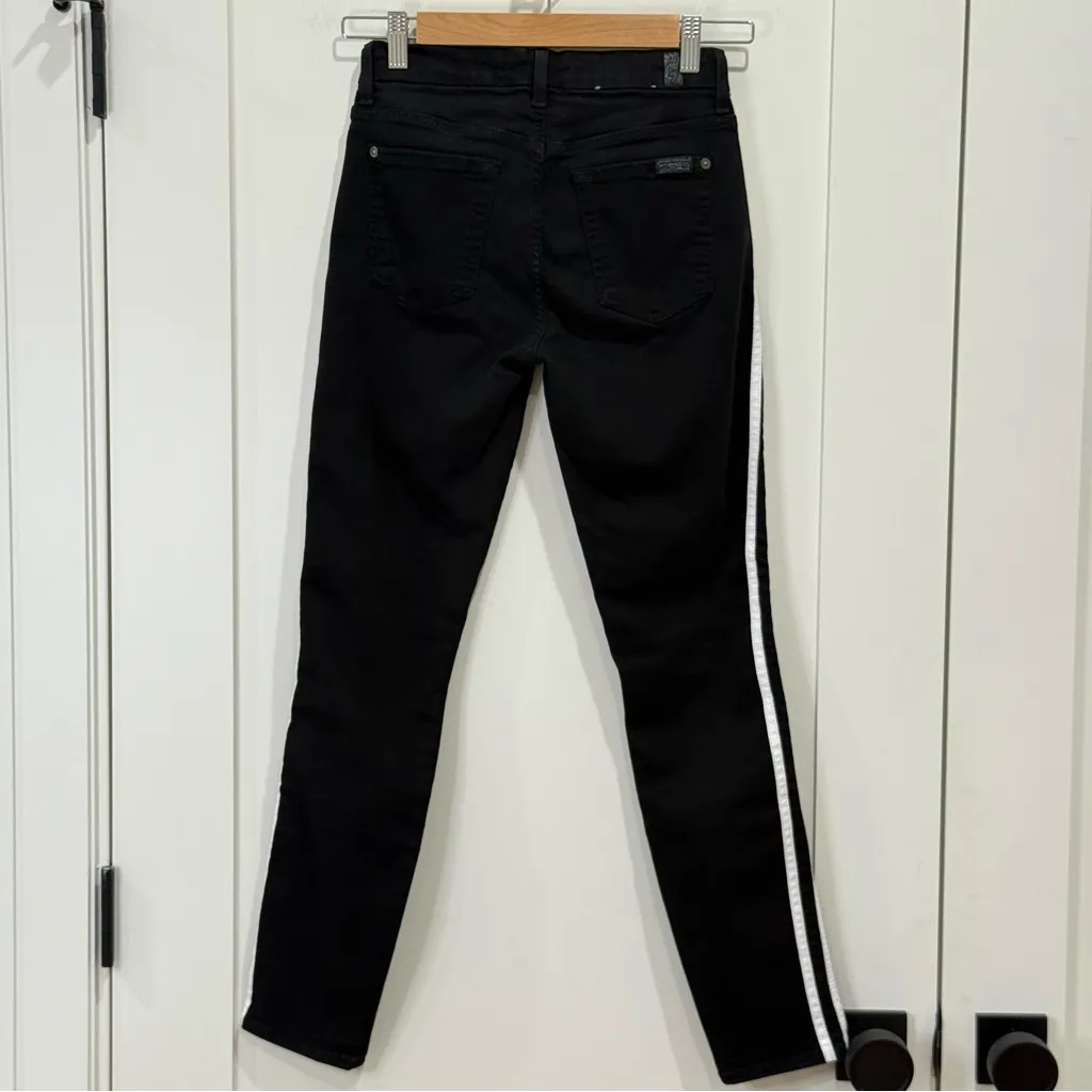 7 For All Mankind B air The Ankle Skinny Jeans Black White Leather Stripes 26 - Image 7