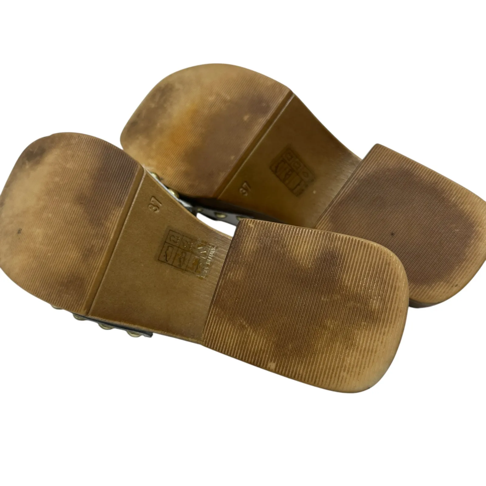 275 Central‎ Sloane Sandal Shoes Clog Heel Gold Hardware White Size 37 US 7 - Image 13