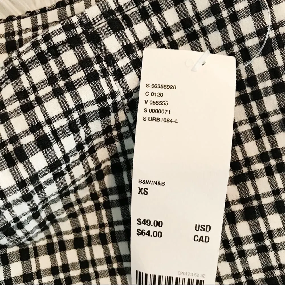 Urban Outfitters  Darren Seersucker Black White Plaid Mini Skirt XS new nwt - Image 11