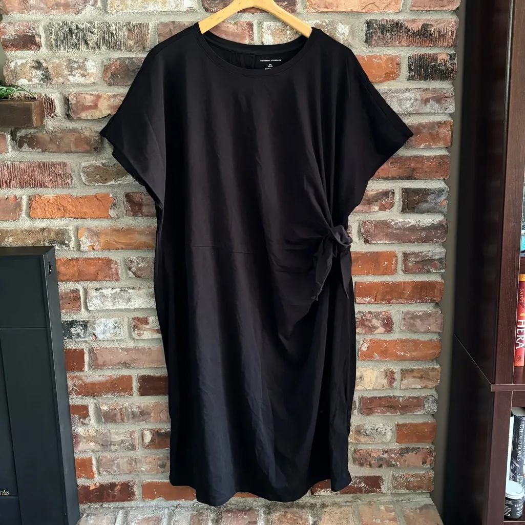 Universal Standard Black Cinch Waist T-shirt Dress - Image 2