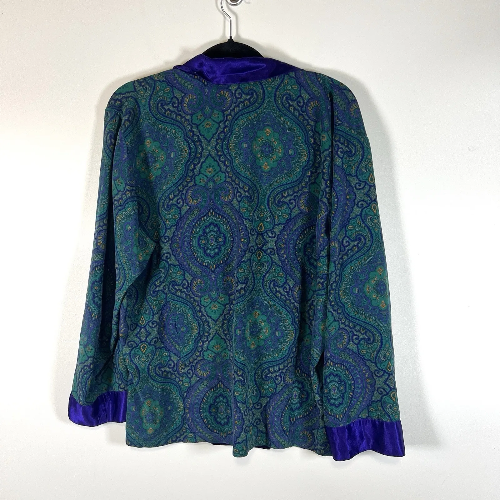 Victoria's Secret Vintage‎ Gold Label Purple Blazer Floral Pajama Top Women's Lg - Image 7