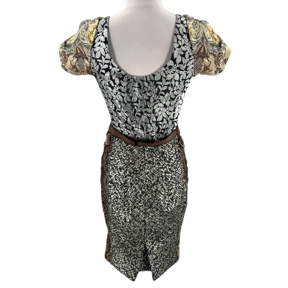 Beguile by Byron Lars Embroidered Brocade Dress Sz 4 petite Anthropologie Brown - Image 6