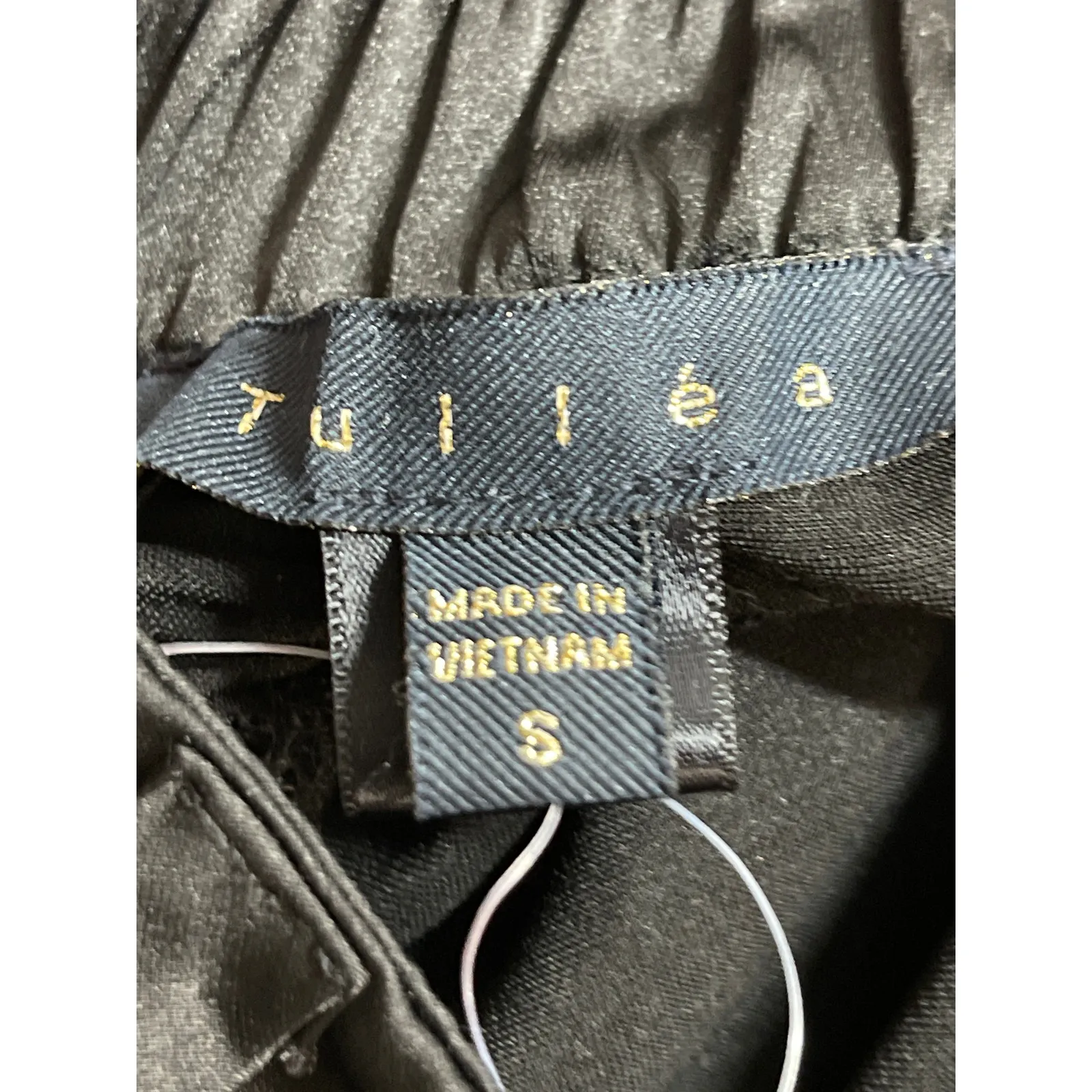 Tulléa Black Satin High Rise Baggy Wide Leg Utility Cargo Trouser Pants Size S Gray - Image 5