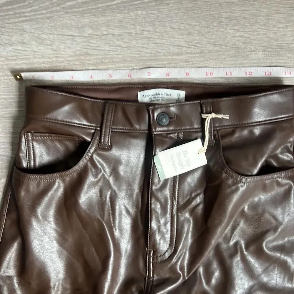 NEW Abercrombie & Fitch Vegan Leather 90s Straight Pant - Image 9