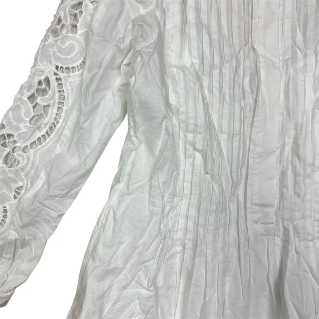 NWT Madewell Women's White Eyelet Pintucked Mini Dress Size XS Boho Preppy - Image 5