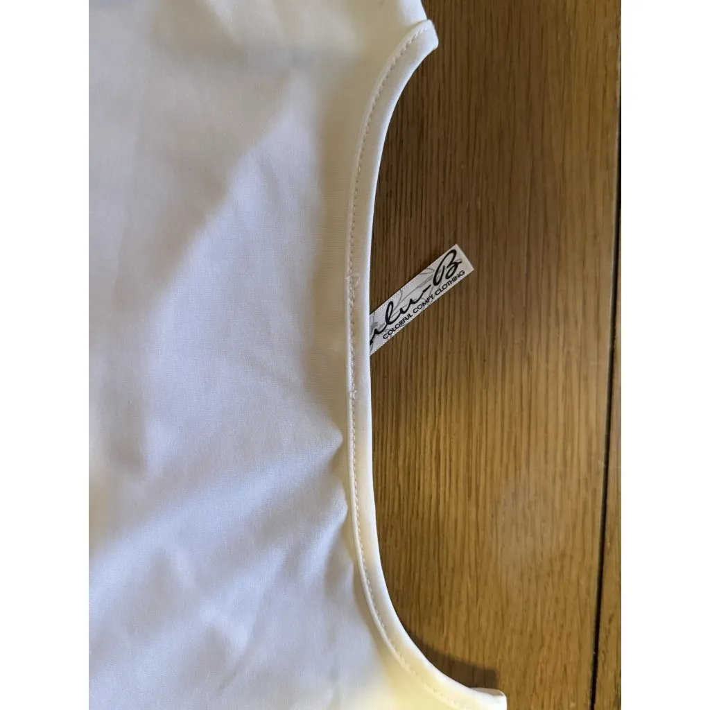 Lulu B Women Medium Shirt‎ White Nylon Spandex Asymmetrical Hem Stretch Preppy - Image 10