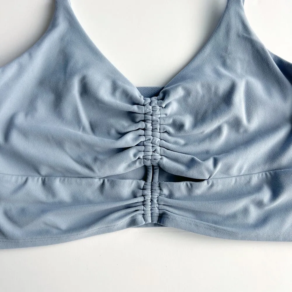 [Athleta] Cottage Blue Cinch Longline Bra Yoga Barre Powervita Workout Size 1X - Image 4