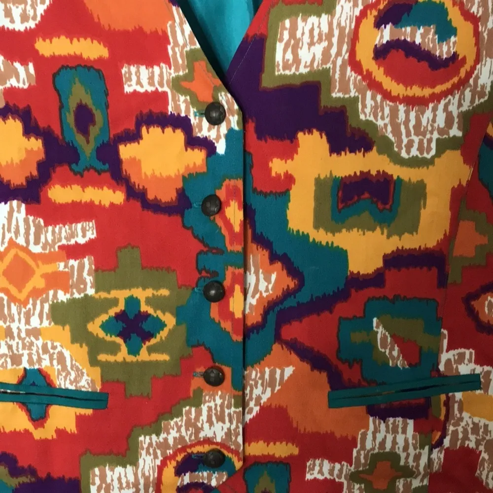 Vintage patchington retro button up vest size medium Green - Image 4