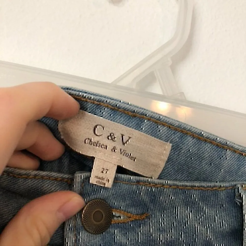 NEW NWT CHELSEA VIOLET Patchwork Denim Jean Mini Light Wash Cotton Etc Skirt 27 - Image 5