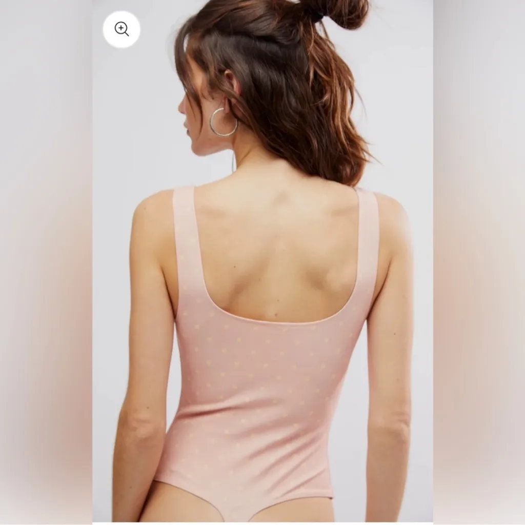 Free People Romance In Rome Polka Dot Bodysuit Peach Combo‎ XS - Image 3
