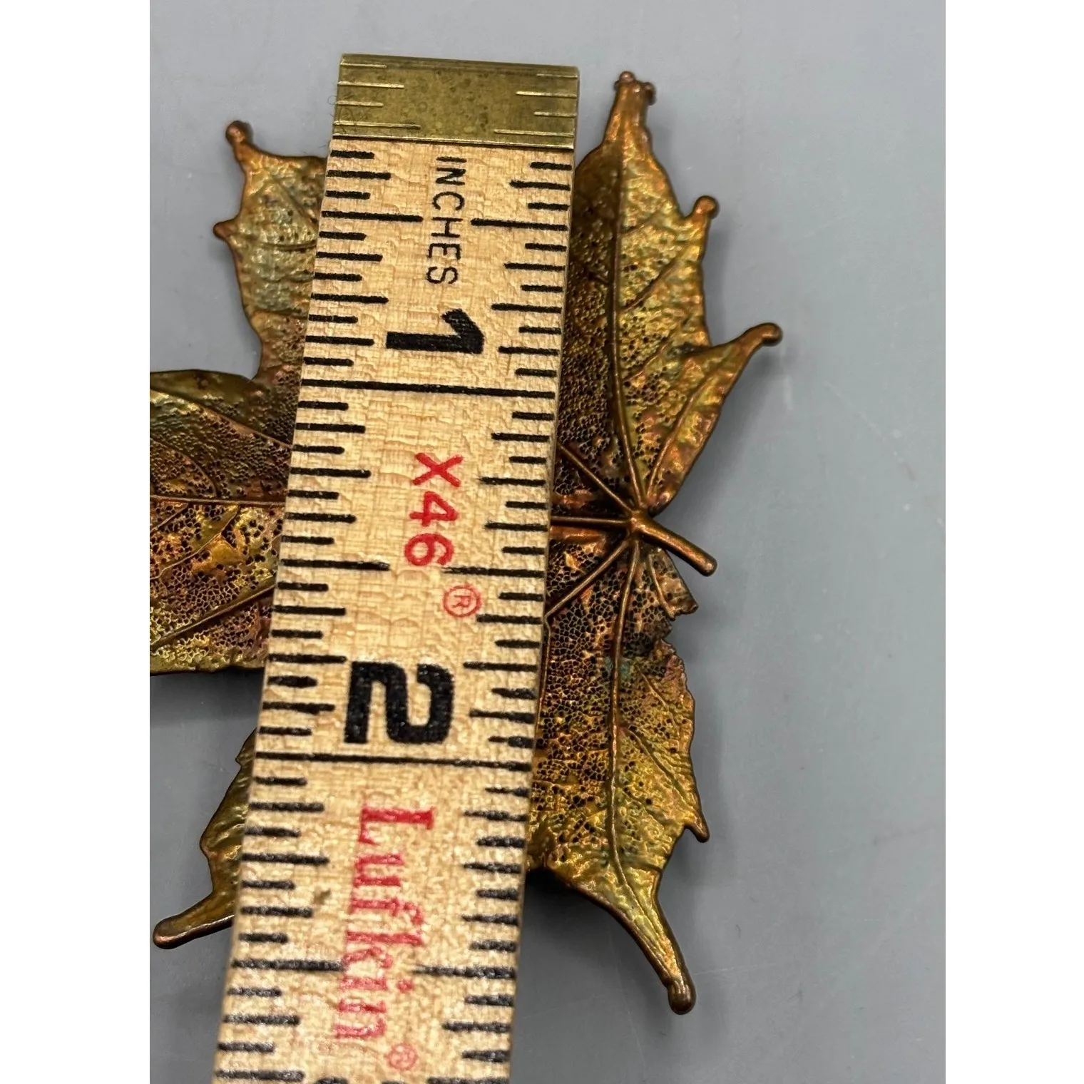 Vtg Real Maple Leaf Pin Brooch Gold Dipped Brass Tone Filigree Autumn Jewelry - Image 4