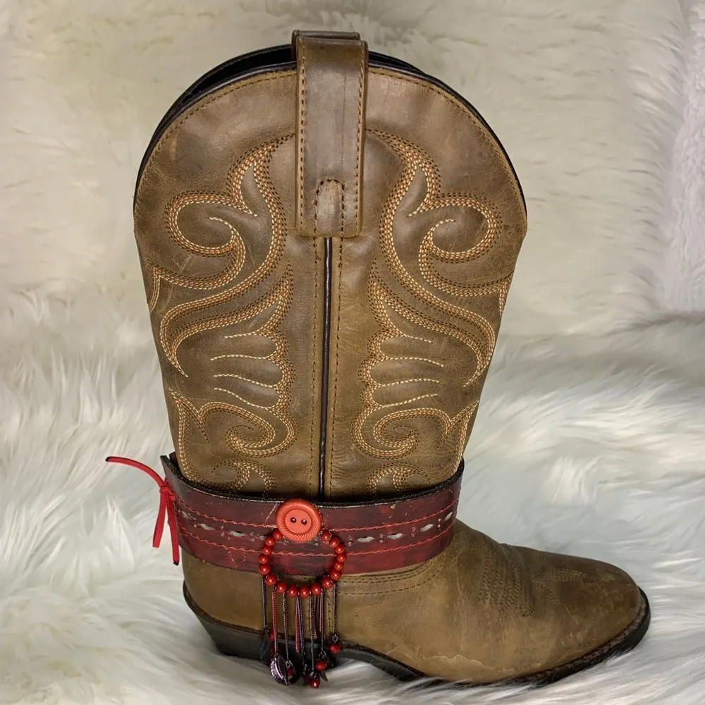Handmade Removable Women’s Boot Bands/Cuffs Red - Image 7
