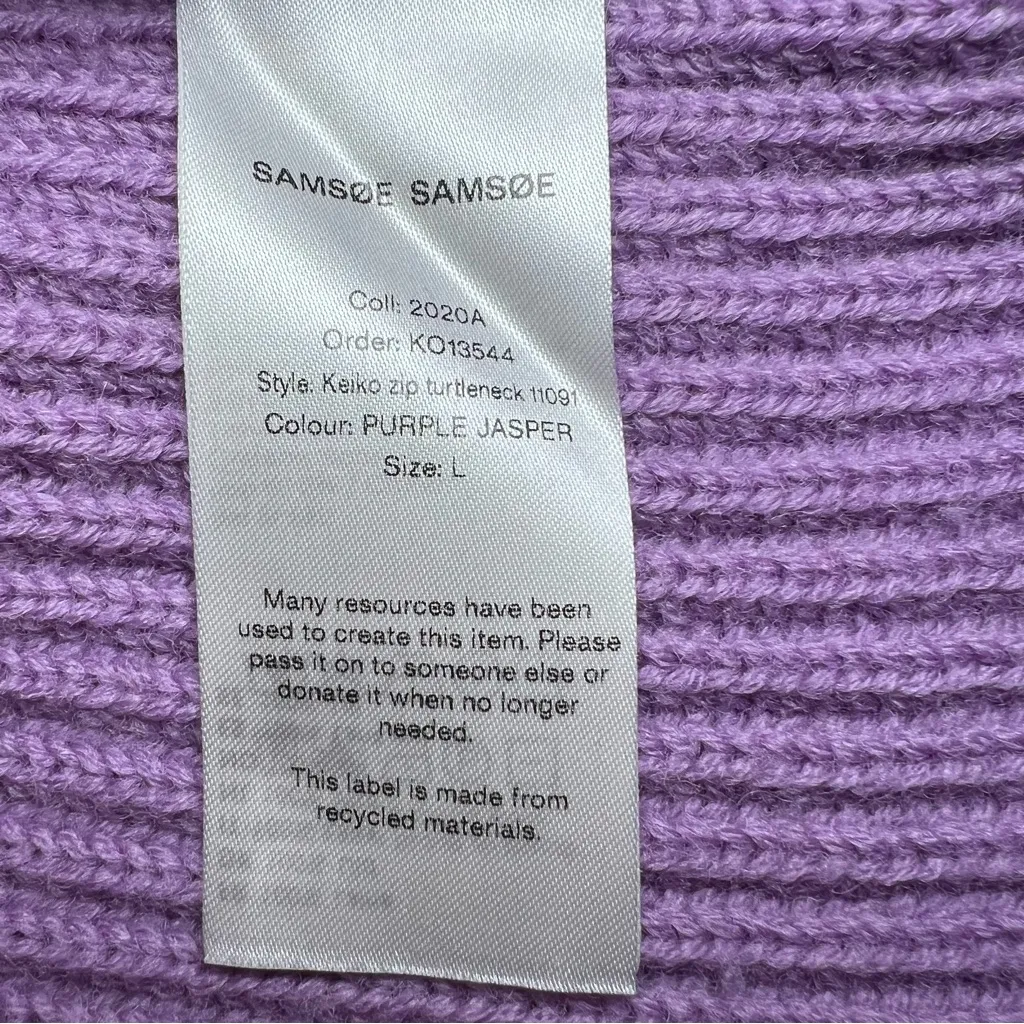Samsøe Samsøe Lavender Knit Sweater quarter zip turtleneck size large Revolve Purple - Image 5