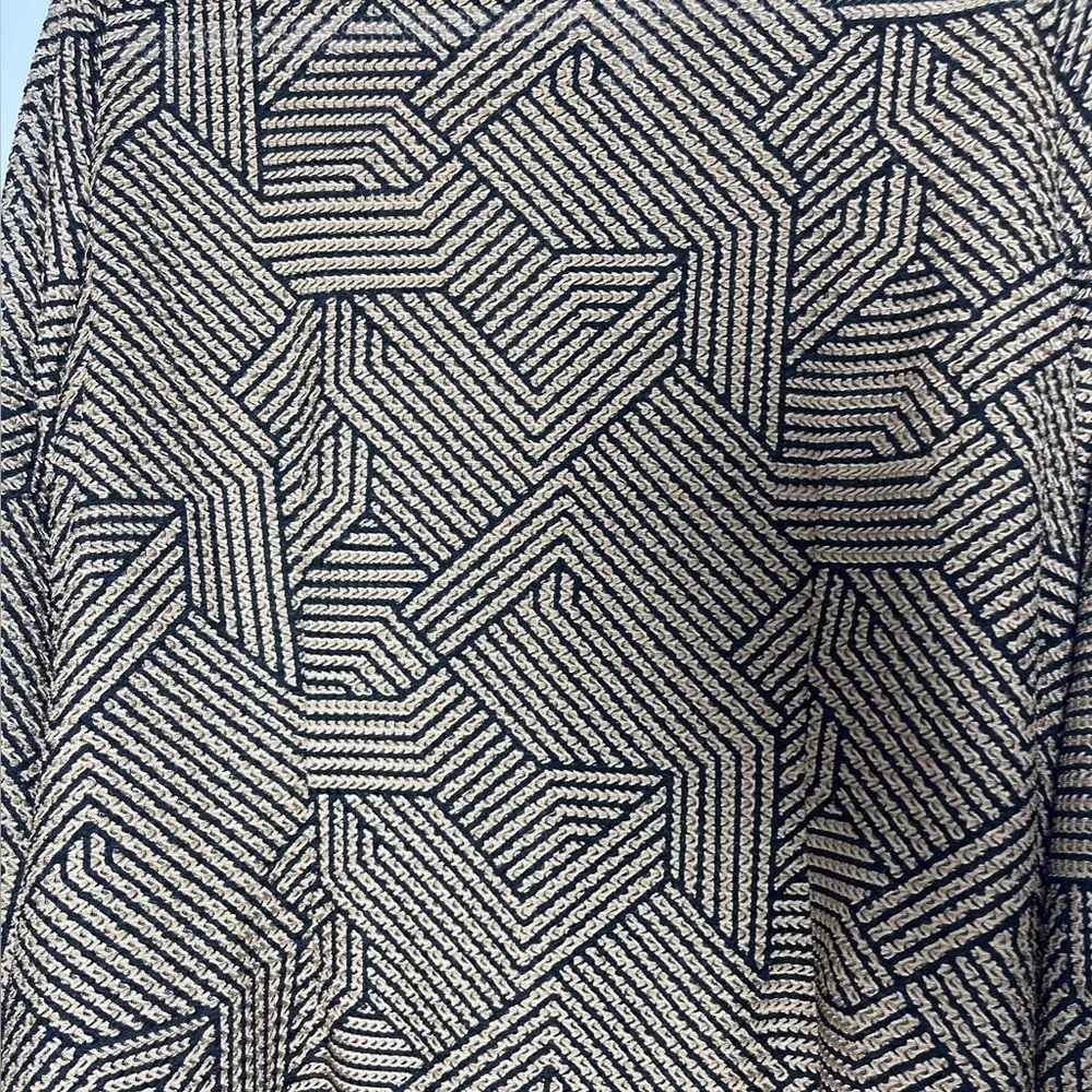 Misook Tan Black Geometric Print Snap Jacket Sz Small Lightweight Open Weave - Image 6