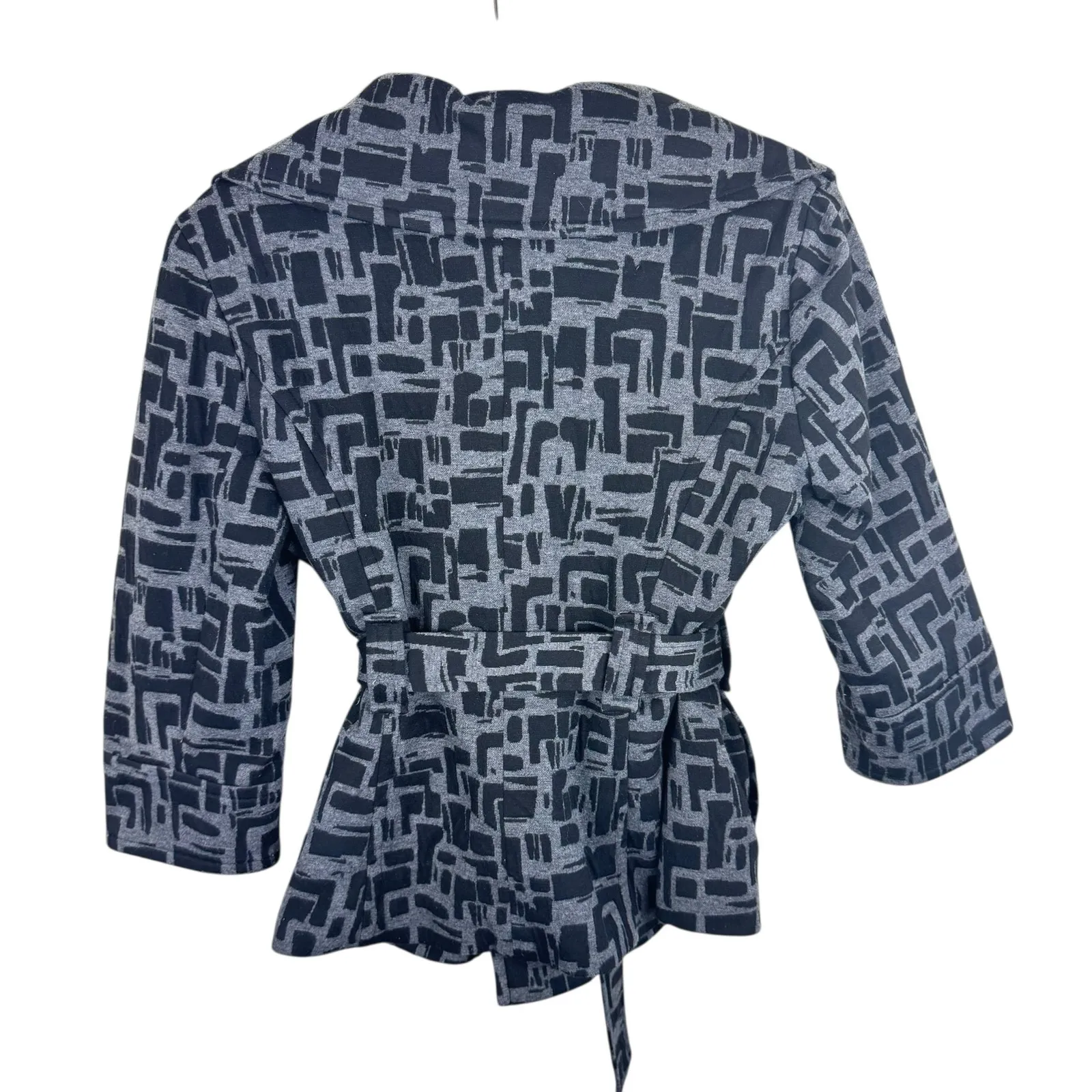 Sandro Black Gray Collared Belted Soft Shell Trendy Dressy Button Up Jacket Sz S - Image 2