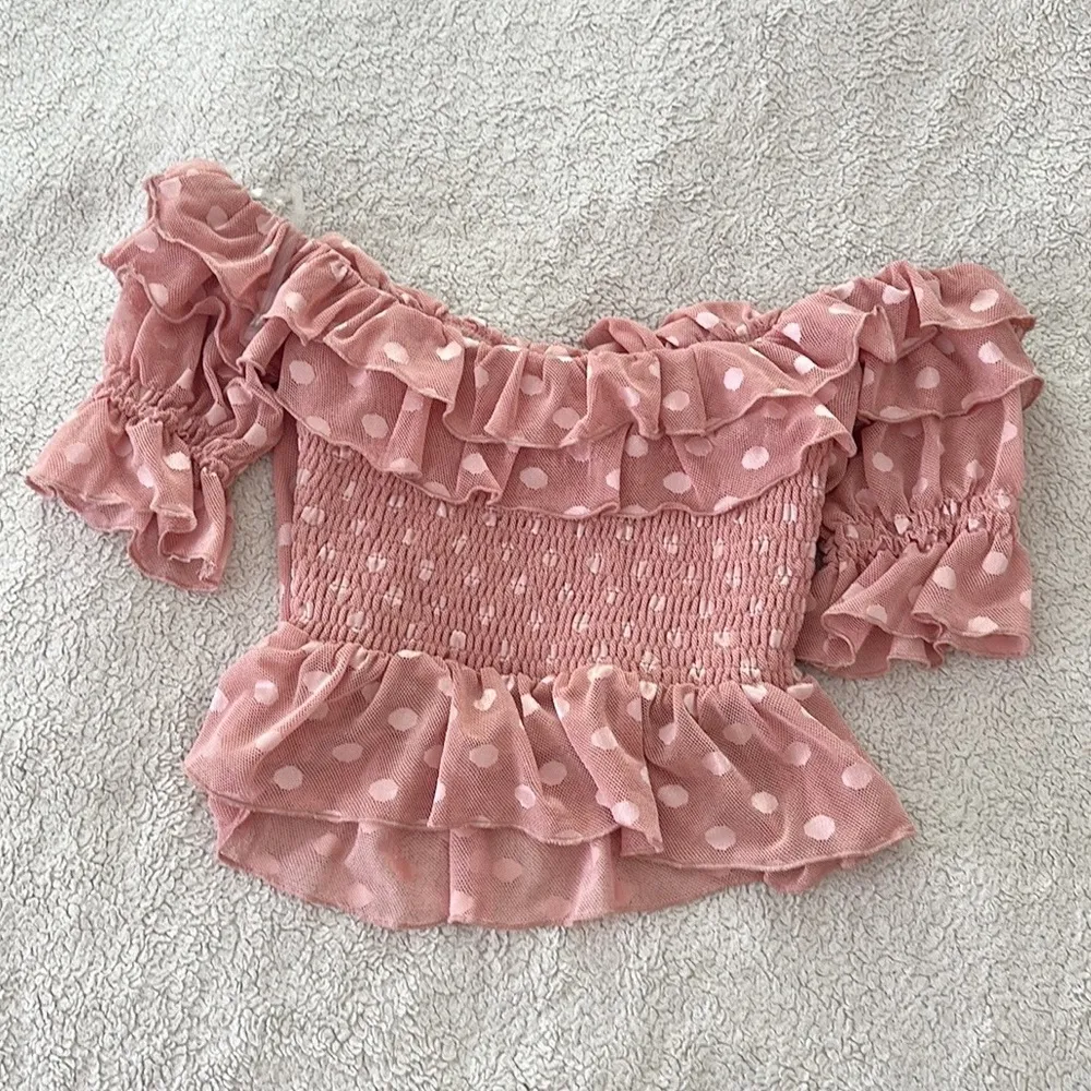 VICI | Strapless Mesh Polka Dot Top - Image 2