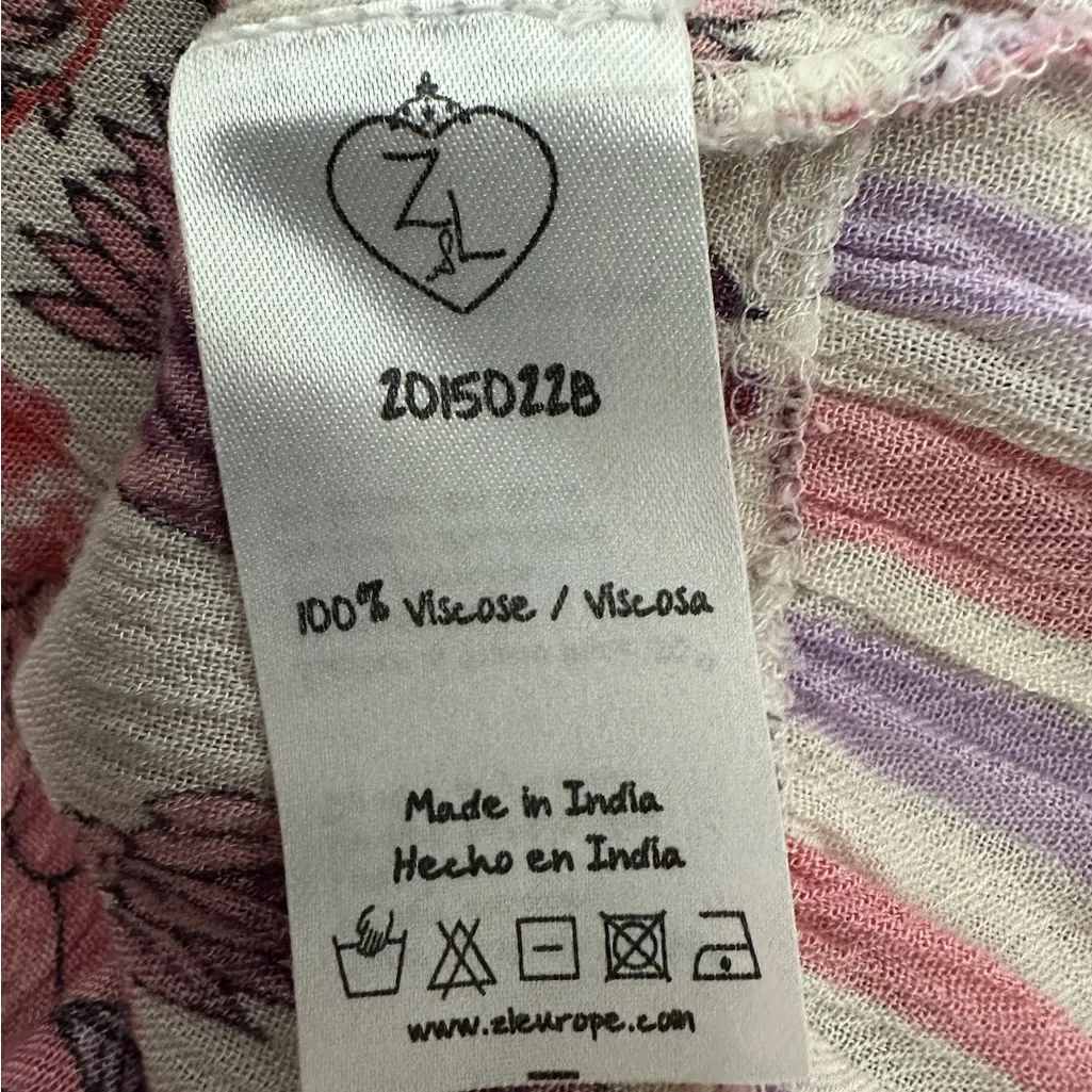 Z&L Europe Tropical Bird Print Mini Skirt Ruffle Hem Boho Size Small Bohemian - Image 6