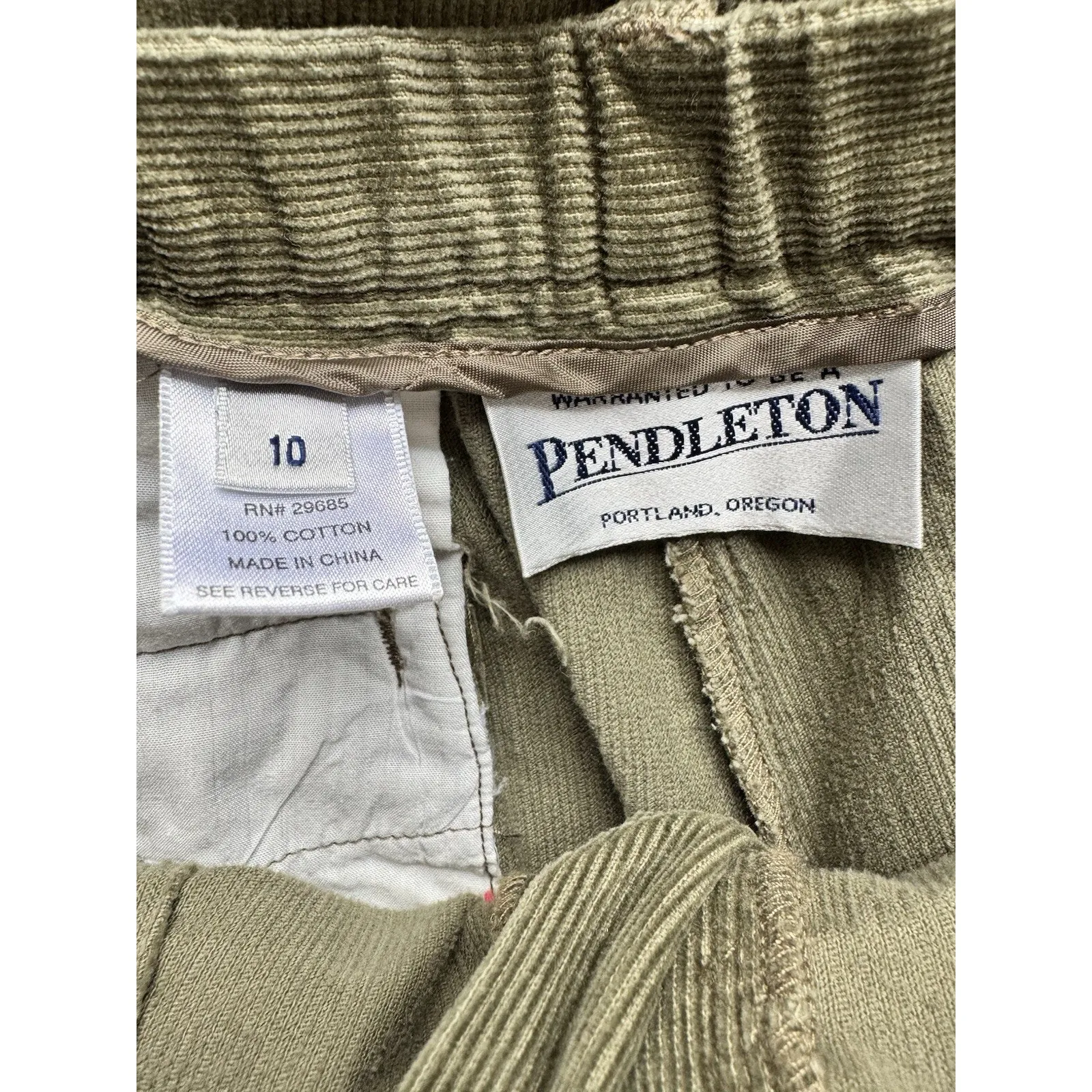 Pendleton Vintage Olive Green Straight Leg Corduroy High Rise Pants Women’s 10 - Image 5
