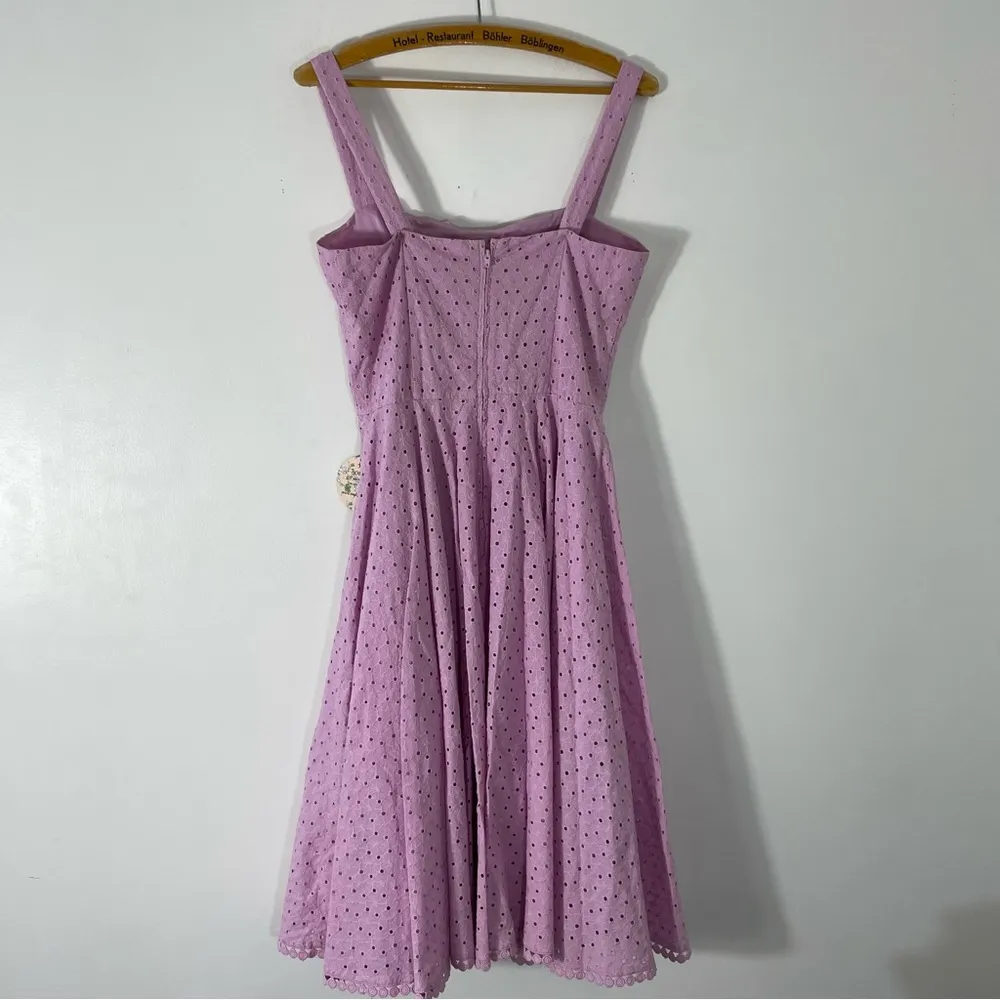 Timeless London Valerie Lilac Purple Eyelet Tea Length Dress Size 6 NWT - Image 10