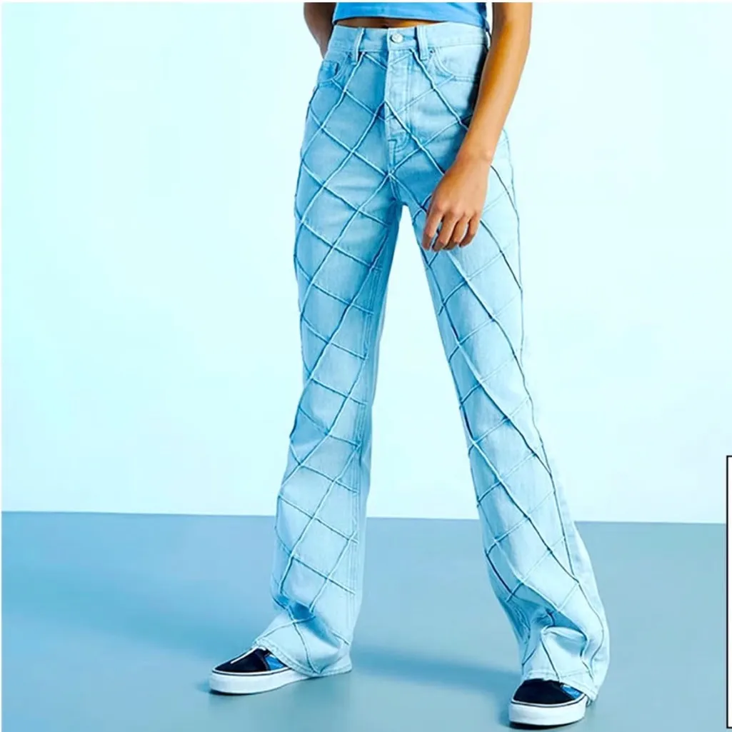 PacSun Light Blue Flare Jeans with Diamond Stitching - Image 2