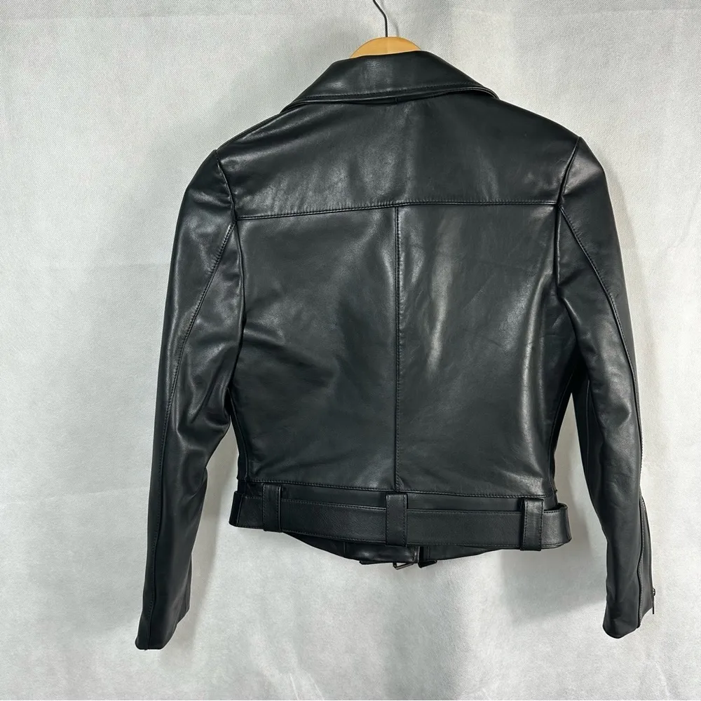 Anine Bing Lamb Leather Black Moto Biker Jacket Size XS - Image 5