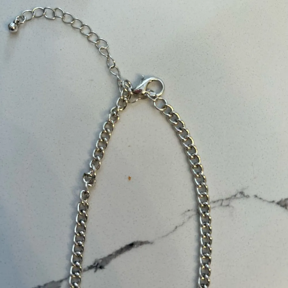 Western Style Turquoise Silver Necklace Blue - Image 3