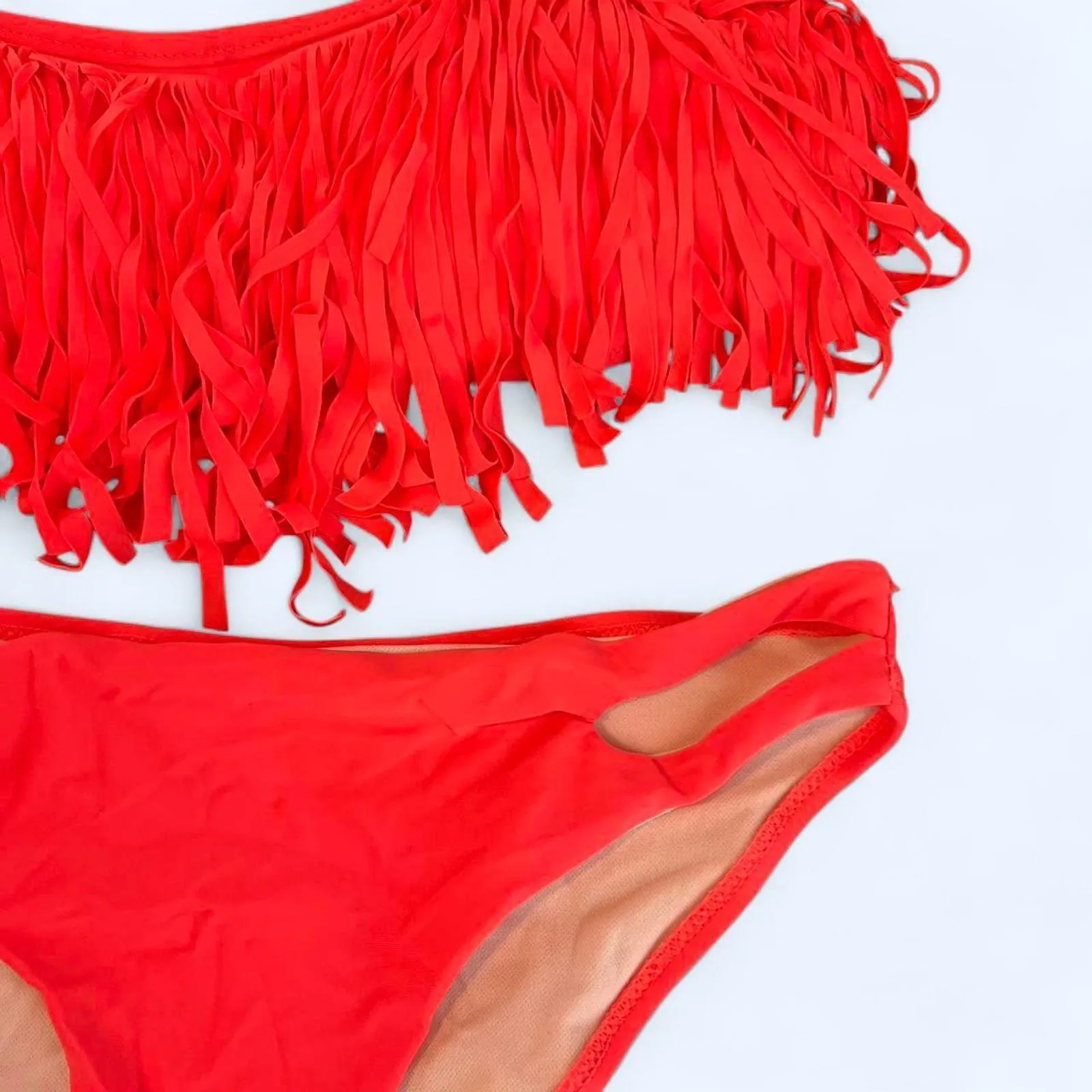 Vintage Y2K hot pink Top Melon fringe bikini Size S - Image 2