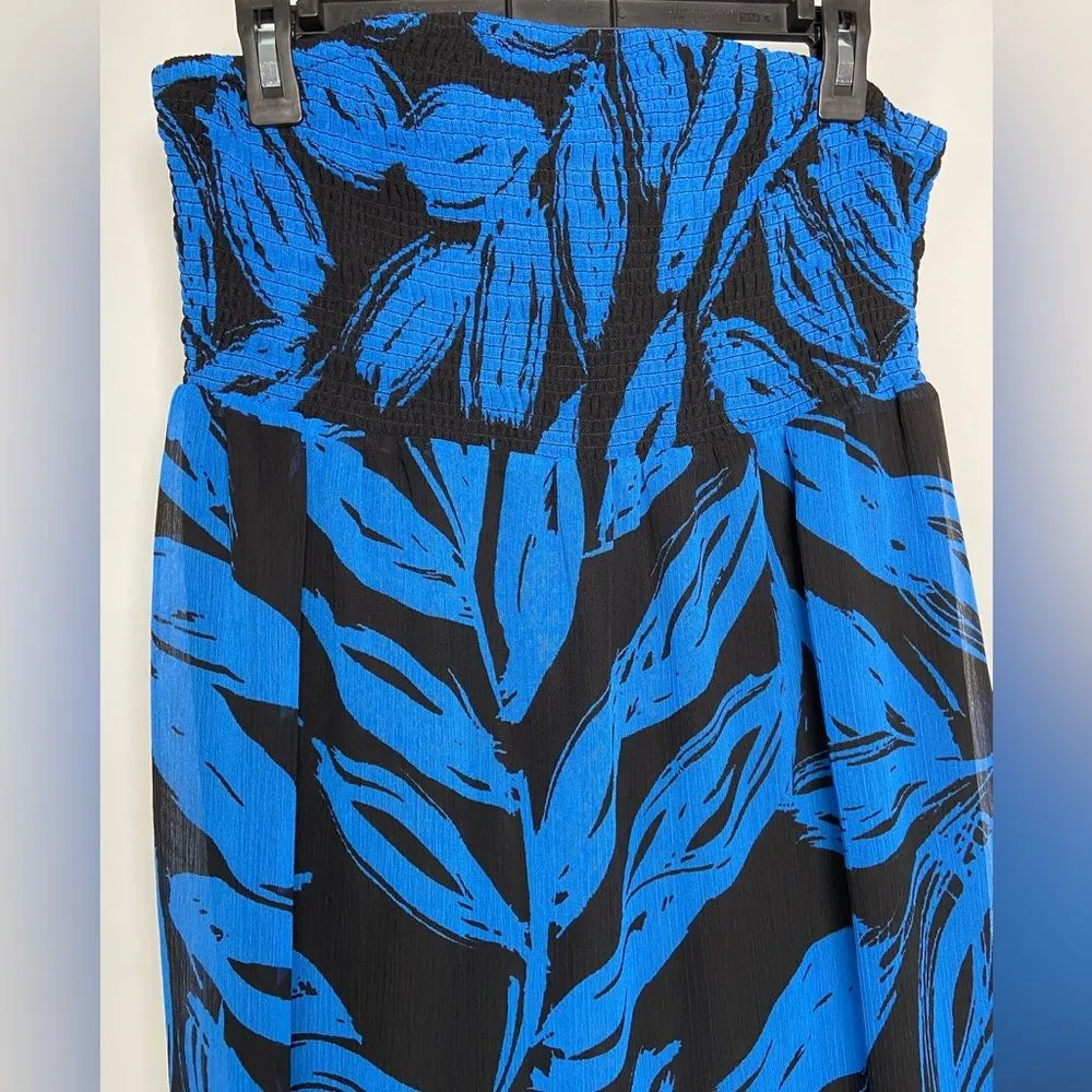 Lane Bryant Strapless Maxi Dress Leaf Print Blue Feminine Party Vacay Chic 14/16 - Image 2