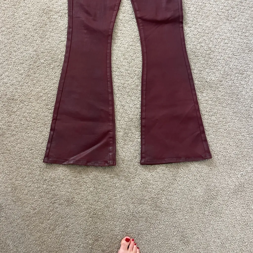 7 For All Mankind High Rise Coated Burgundy BootCut Jeans size 30 - Image 6