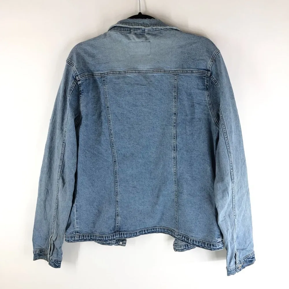 Street One Womens Denim Jacket Vintage Retro Trucker Distressed Stretch M Blue Size M - Image 2