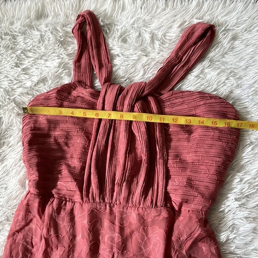 Lulus Lovely Celebration Floral Burnout Chiffon Jumpsuit deep Rose size Medium - Image 3