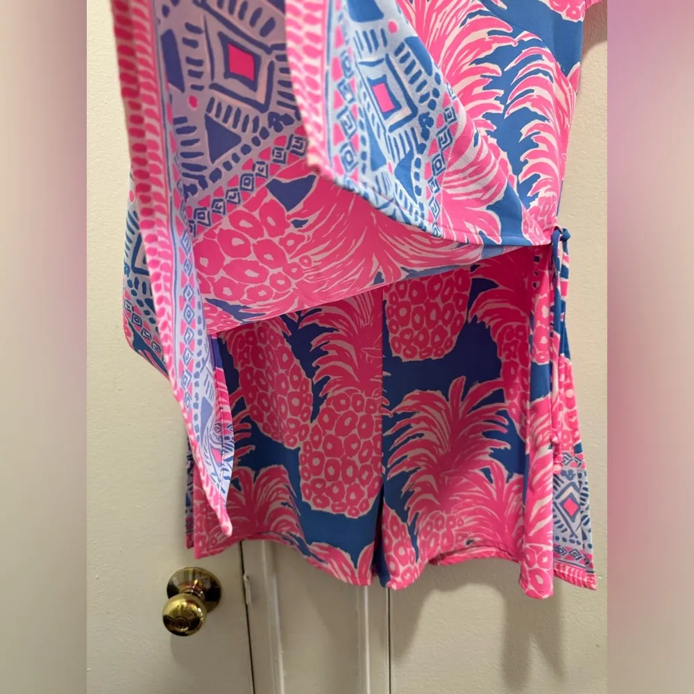 $198 Lilly Pulitzer Blanca Romper Blue Haven Little Flamenco Pineapple 00 XS - Image 5