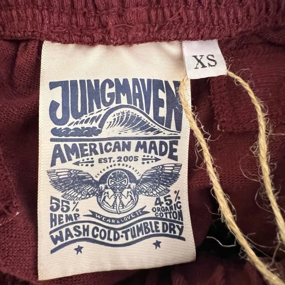 Jungmaven Shorts Burgundy Drawstring Waist Hemp Organic Cotton Extra Small New Red Size XS - Image 3